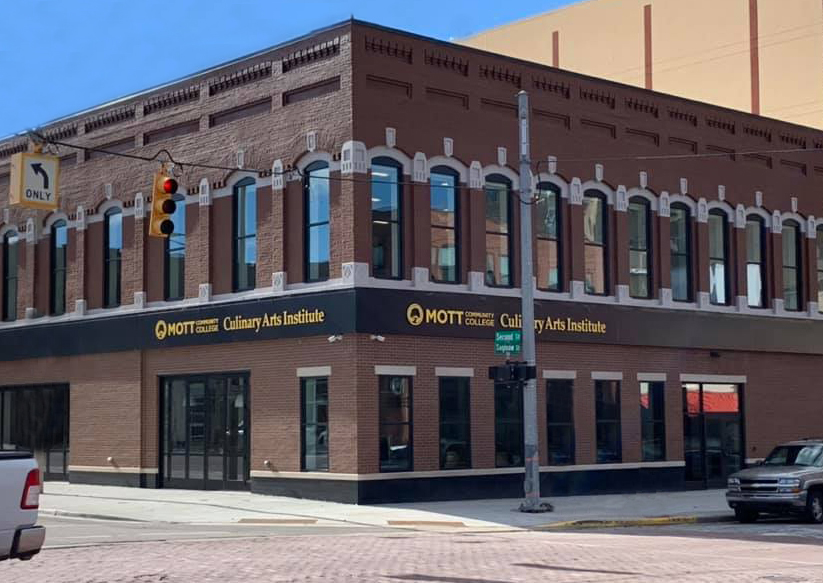 Exterior of the Culinary Arts Institute in downtown Flint