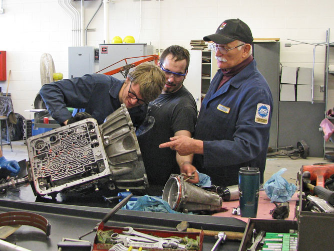 Student working on transmission