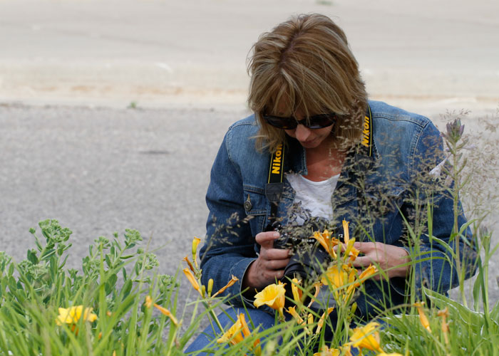 student taking picture