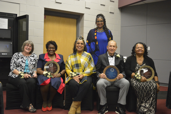 L-R Jennie Welliver, Dr. Jordan, Dr. Beverly Walker-Griffea (MCC President), Lennetta Coney (Foundation for MCC President), Dr. Joe Wilson, and Carol Todd Robinson.