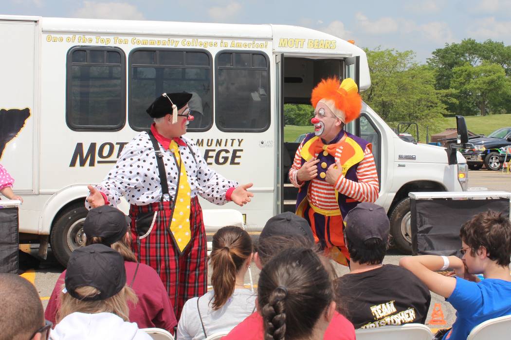 Campus Clowns performing at local school