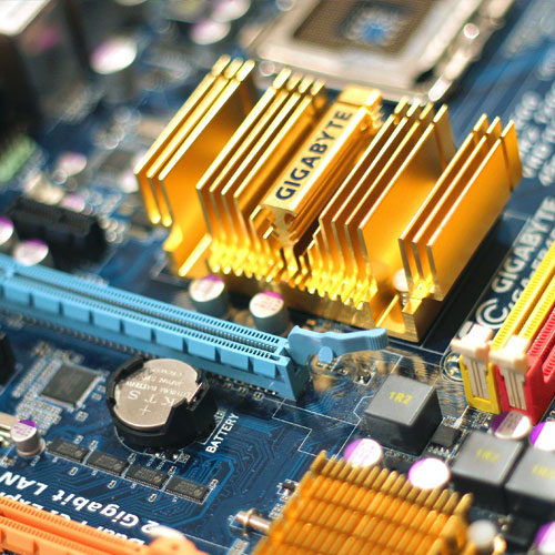 closeup of computer motherboard