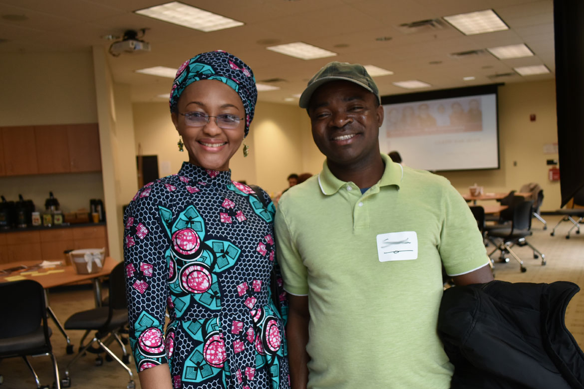 two students at an event