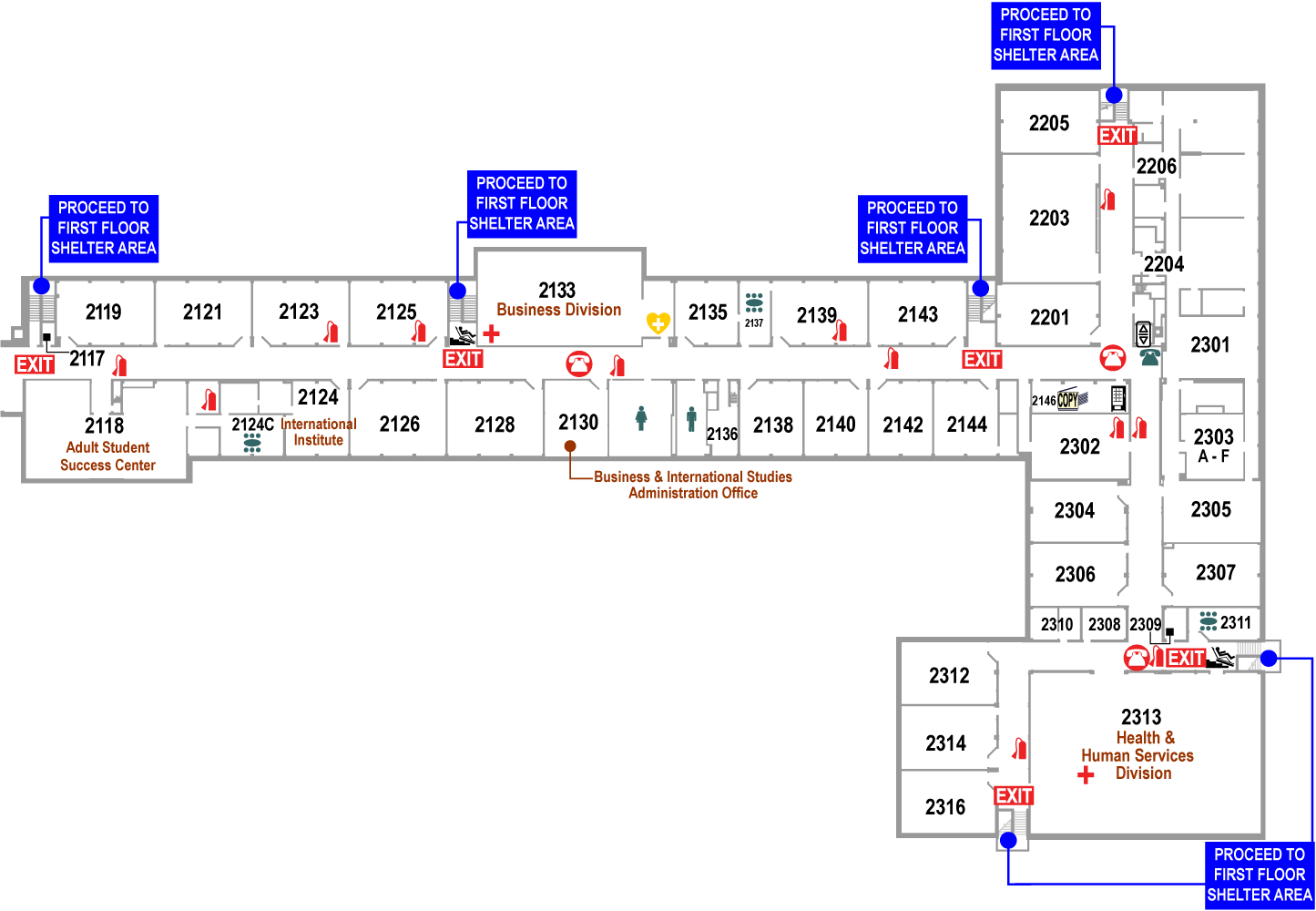 Curtice-Mott Complex Second Floor East Floor Plan Map