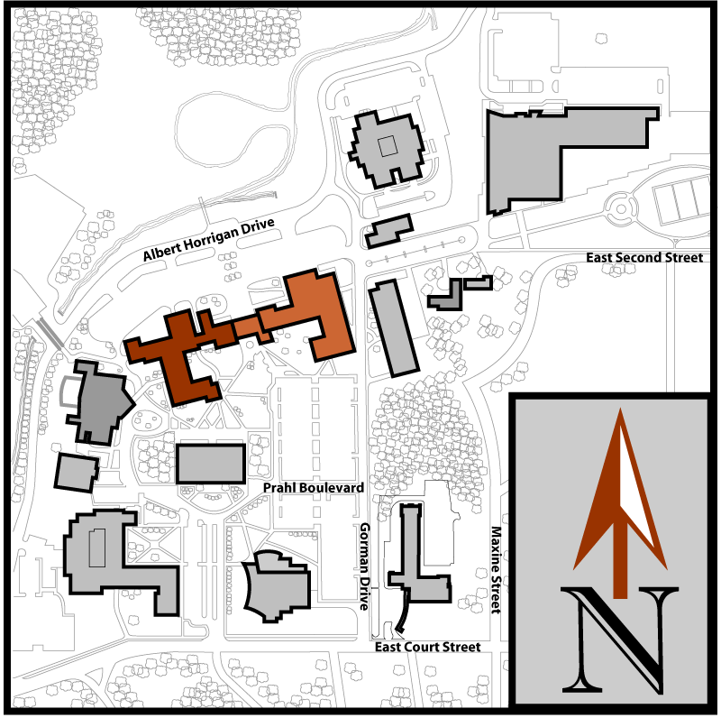 Main Campus Flint Aerial Map with Curtice-Mott Complex highlighted