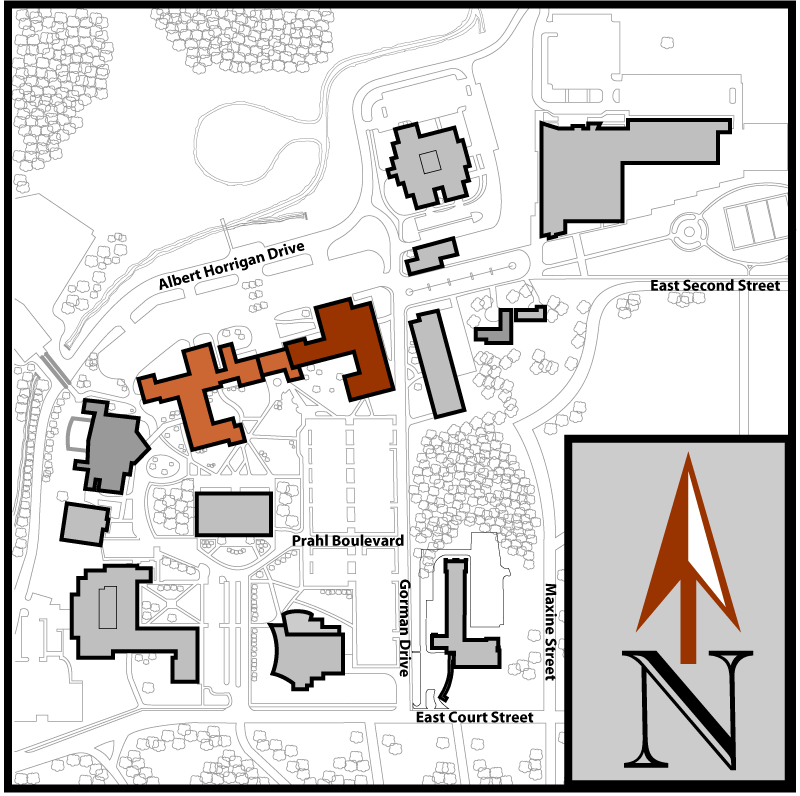 Main Campus Flint Aerial Map with Curtice-Mott Complex highlighted