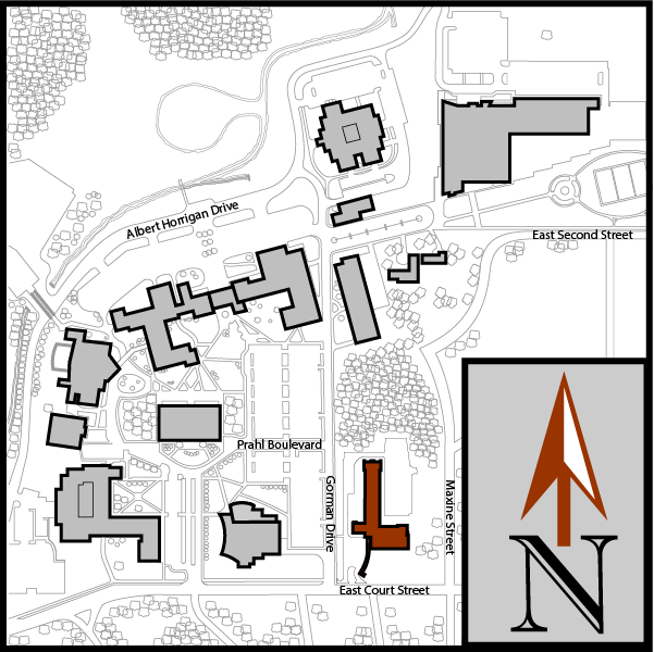 Main Campus Flint Aerial Map with Family Life Center highlighted