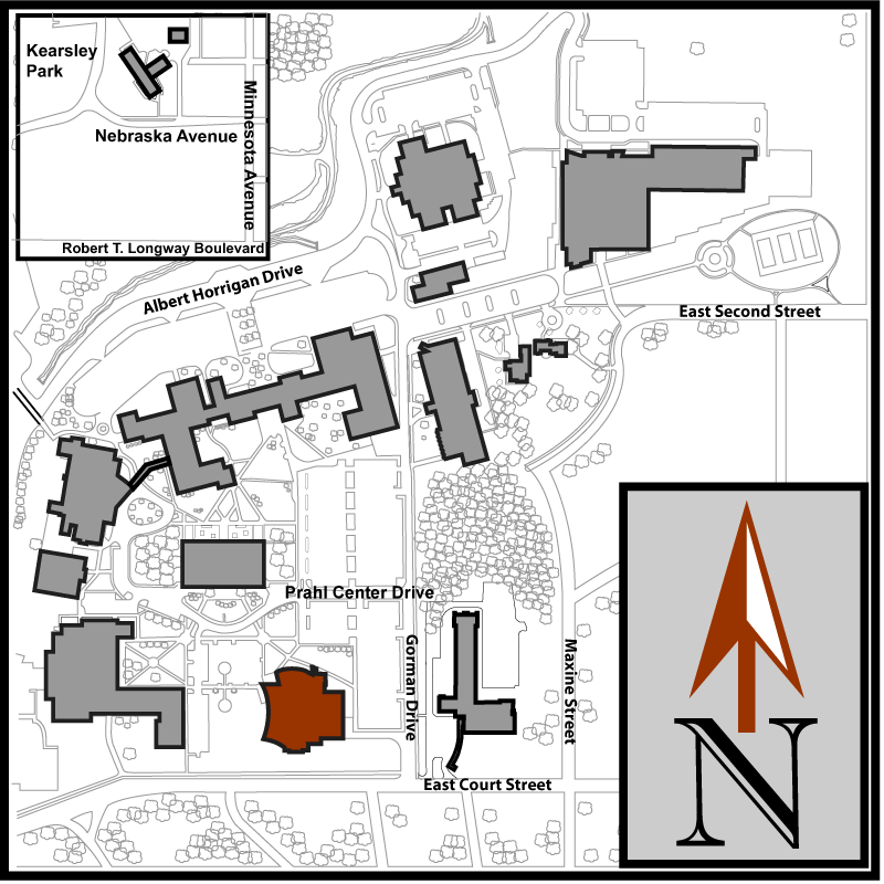 Main Campus Flint Aerial Map with Mott Library highlighted