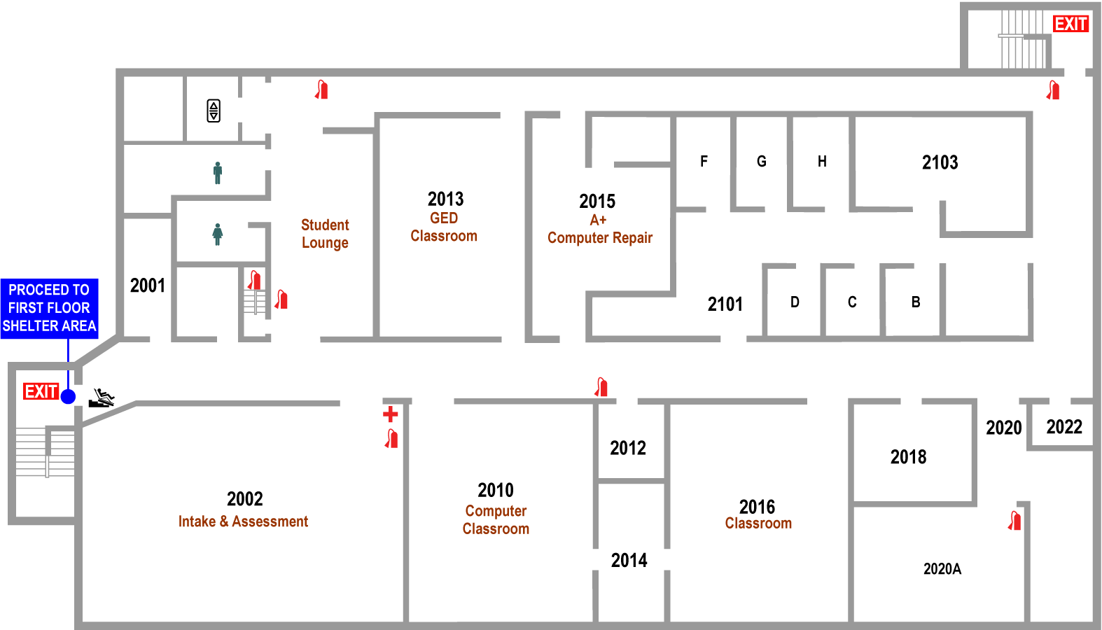 Workforce Education Center / Garfield G. Wagner Building - Second Floor Plan Map