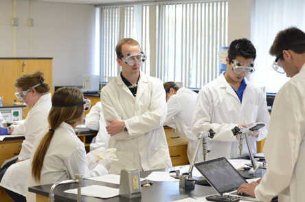 students in chemistry lab