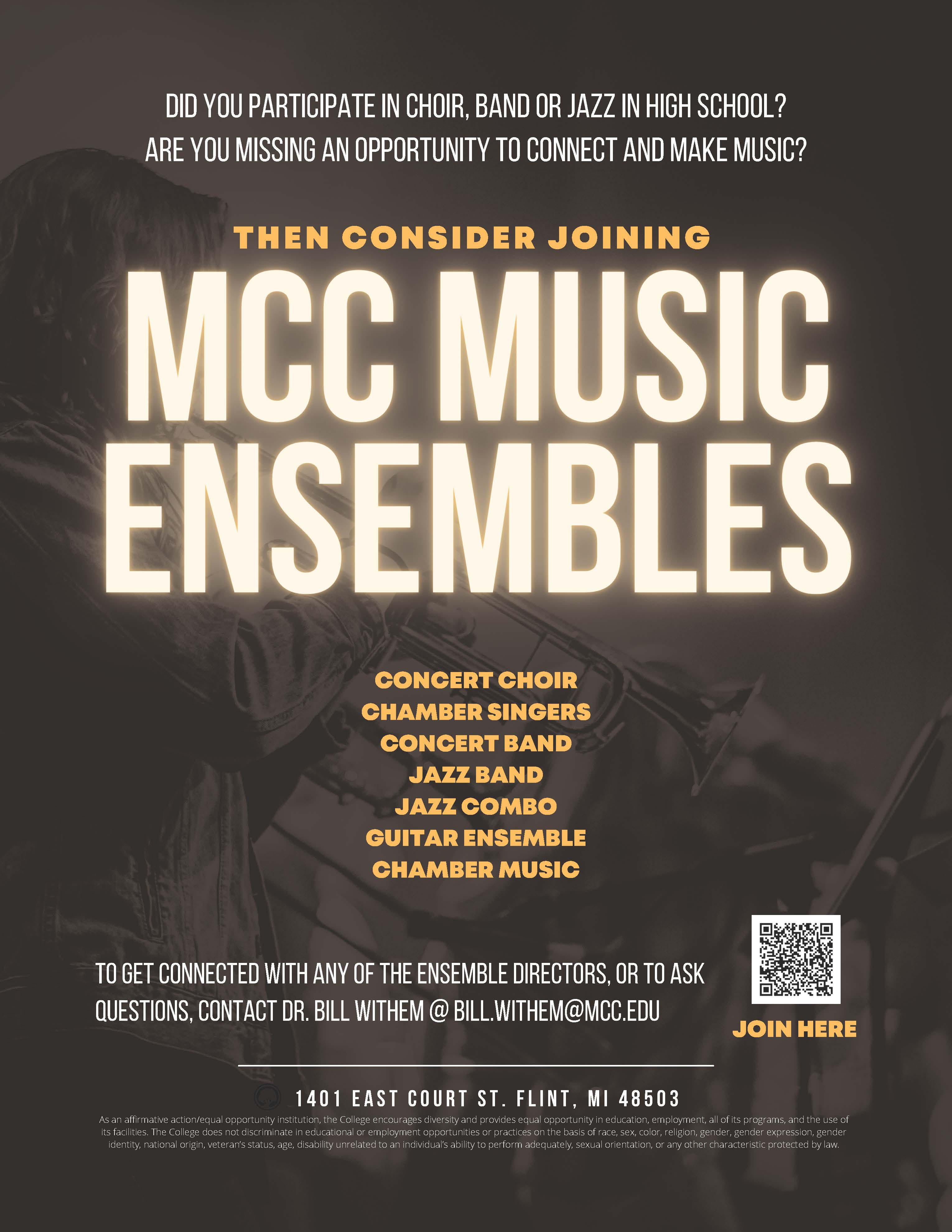 MCC Music Ensembles poster