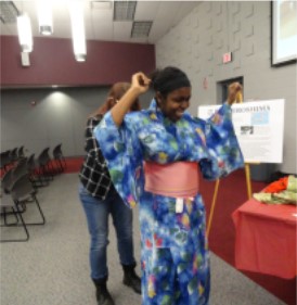 student in Japanese Kimono