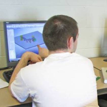 student working on compute