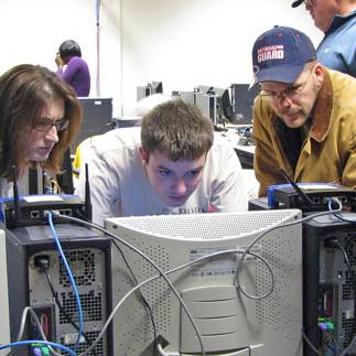 student working on compute