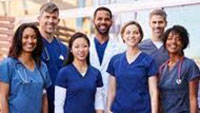 Group of mixed gendered medical professionals